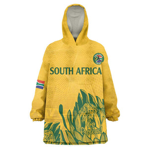 Custom South Africa Cricket KId Wearable Blanket Hoodie 2024 African Pattern Go Proteas