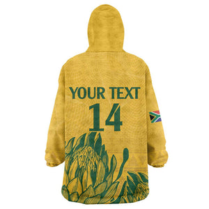 Custom South Africa Cricket KId Wearable Blanket Hoodie 2024 African Pattern Go Proteas