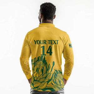 Custom South Africa Cricket Long Sleeve Polo Shirt 2024 African Pattern Go Proteas