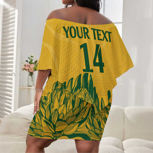 Custom South Africa Cricket Off Shoulder Short Dress 2024 African Pattern Go Proteas LT14