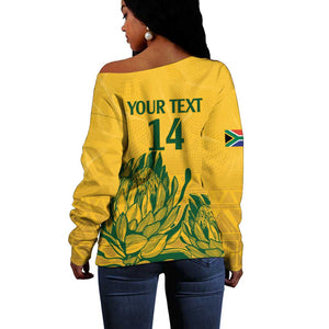 Custom South Africa Cricket Off Shoulder Sweater 2024 African Pattern Go Proteas