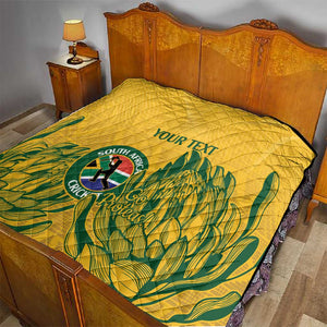 Custom South Africa Cricket Quilt 2024 African Pattern Go Proteas