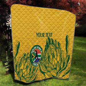 Custom South Africa Cricket Quilt 2024 African Pattern Go Proteas