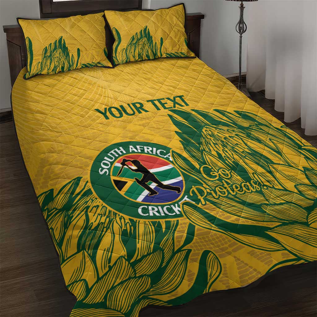 Custom South Africa Cricket Quilt Bed Set 2024 African Pattern Go Proteas