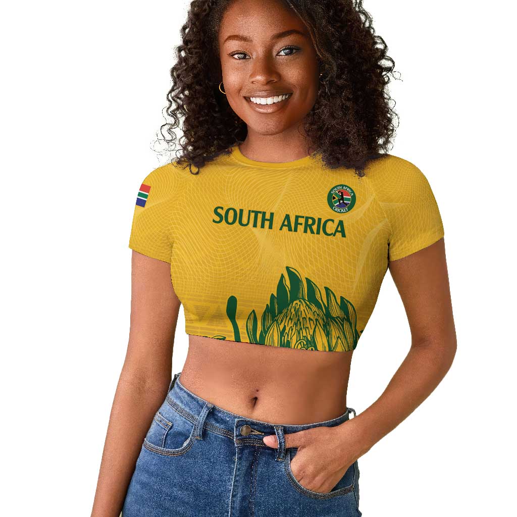 Custom South Africa Cricket Raglan Cropped T shirt 2024 African Pattern Go Proteas