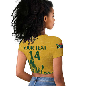 Custom South Africa Cricket Raglan Cropped T shirt 2024 African Pattern Go Proteas