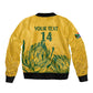 Custom South Africa Cricket Sleeve Zip Bomber Jacket 2024 African Pattern Go Proteas