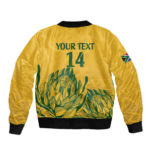 Custom South Africa Cricket Sleeve Zip Bomber Jacket 2024 African Pattern Go Proteas