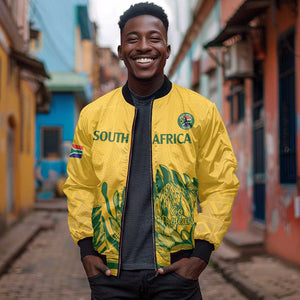 Custom South Africa Cricket Sleeve Zip Bomber Jacket 2024 African Pattern Go Proteas