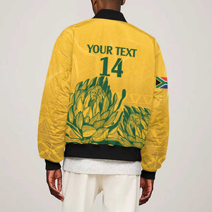 Custom South Africa Cricket Sleeve Zip Bomber Jacket 2024 African Pattern Go Proteas