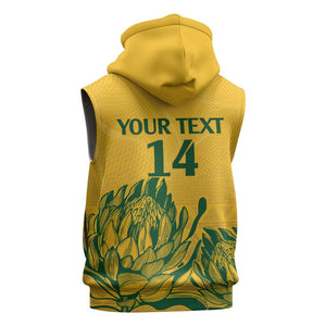 Custom South Africa Cricket Sleeveless Zip Hoodie 2024 African Pattern Go Proteas - African Pride