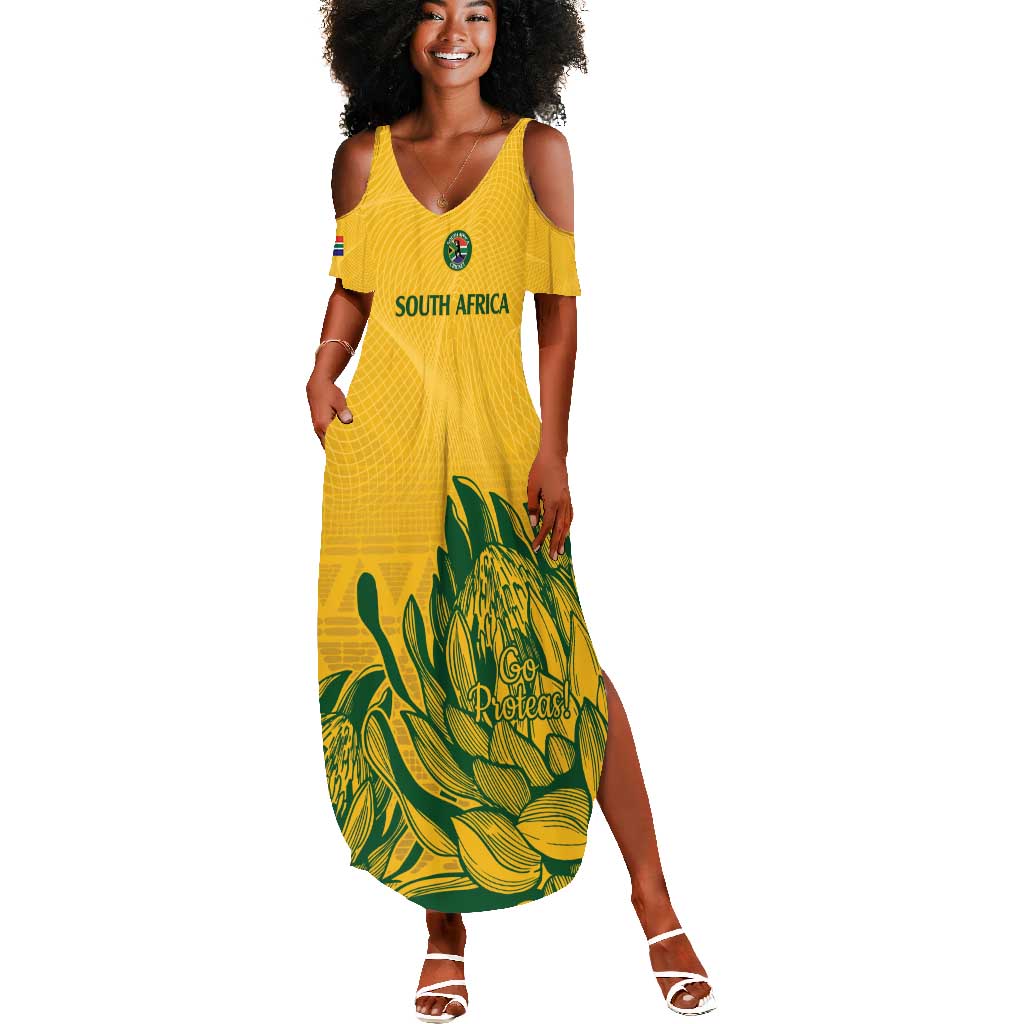 Custom South Africa Cricket Summer Maxi Dress 2024 African Pattern Go Proteas