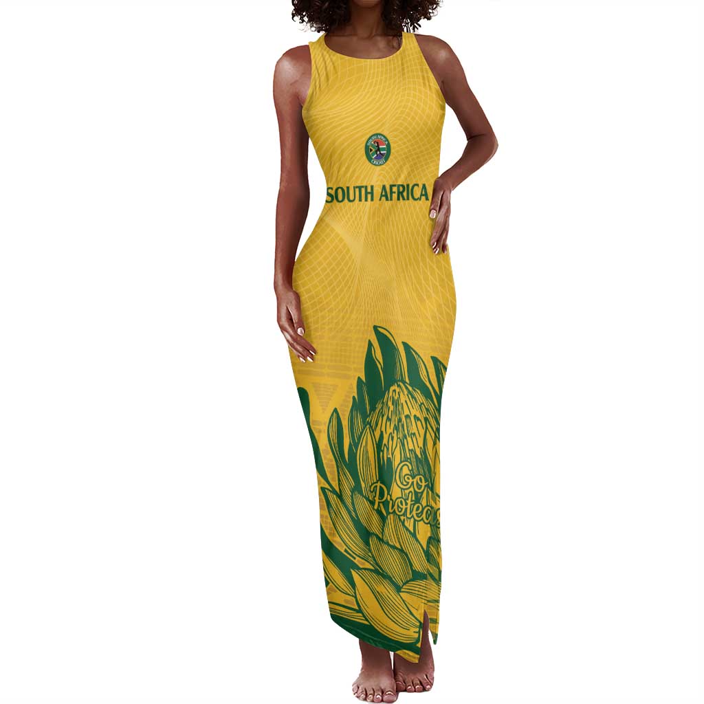 Custom South Africa Cricket Tank Maxi Dress 2024 African Pattern Go Proteas