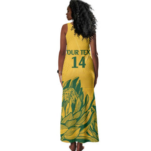 Custom South Africa Cricket Tank Maxi Dress 2024 African Pattern Go Proteas