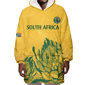 Custom South Africa Cricket Wearable Blanket Hoodie 2024 African Pattern Go Proteas