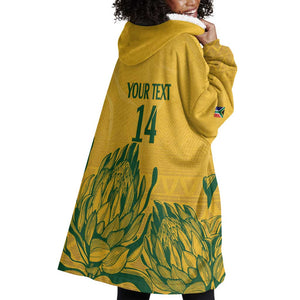 Custom South Africa Cricket Wearable Blanket Hoodie 2024 African Pattern Go Proteas