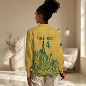 Custom South Africa Cricket Women Casual Shirt 2024 African Pattern Go Proteas LT14