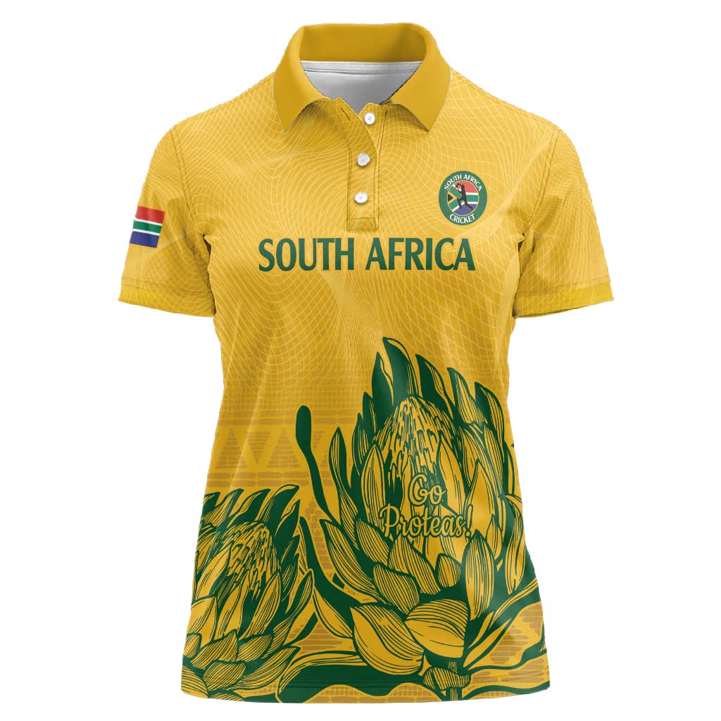 Custom South Africa Cricket Women Polo Shirt 2024 African Pattern Go Proteas