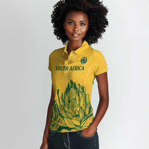 Custom South Africa Cricket Women Polo Shirt 2024 African Pattern Go Proteas