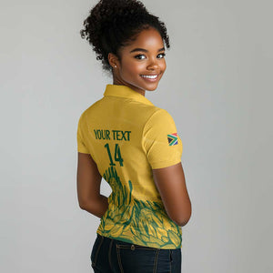 Custom South Africa Cricket Women Polo Shirt 2024 African Pattern Go Proteas