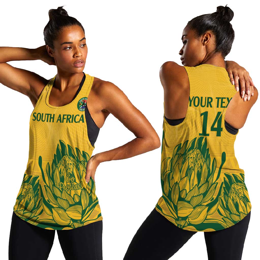 Custom South Africa Cricket Women Racerback Tank 2024 African Pattern Go Proteas