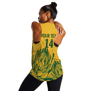 Custom South Africa Cricket Women Racerback Tank 2024 African Pattern Go Proteas