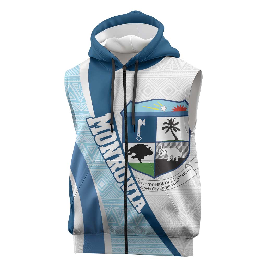 Afro Liberia Monrovia Capital Sleeveless Zip Hoodie African Pattern Curves Style - African Pride