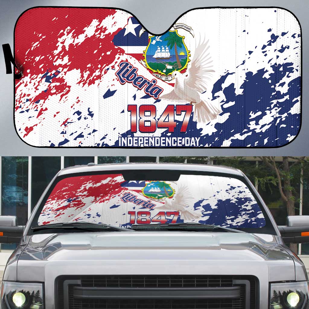 Liberia 1847 Independence Day Auto Sun Shade Coat Of Arms Grunge Style