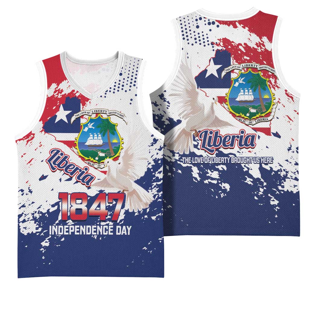 Afro Liberia 1847 Independence Day Basketball Jersey Coat Of Arms Grunge Style LT14
