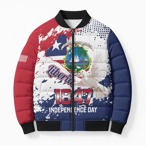 Liberia 1847 Independence Day Bomber Puffer Jacket Coat Of Arms Grunge Style
