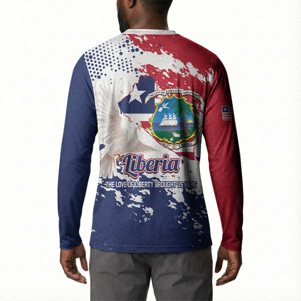 Liberia 1847 Independence Day Button Sweatshirt Coat Of Arms Grunge Style