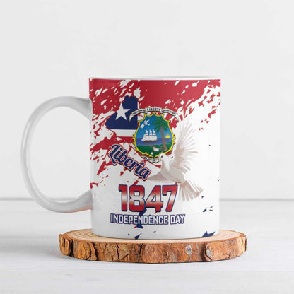 Liberia 1847 Independence Day Ceramic Mug Coat Of Arms Grunge Style