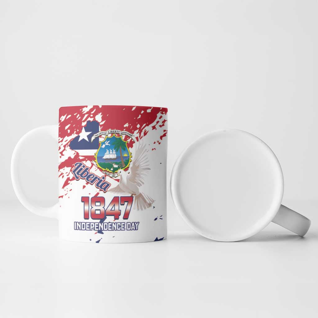 Liberia 1847 Independence Day Ceramic Mug Coat Of Arms Grunge Style