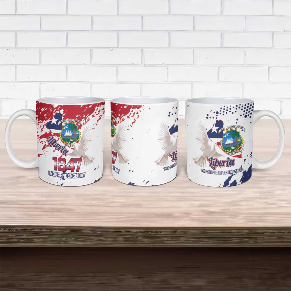 Liberia 1847 Independence Day Ceramic Mug Coat Of Arms Grunge Style