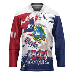 Liberia 1847 Independence Day Hockey Jersey Coat Of Arms Grunge Style