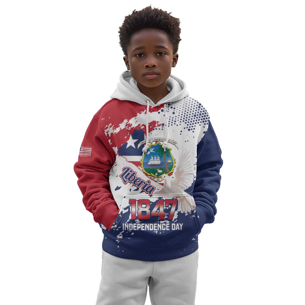 Afro Liberia 1847 Independence Day Kid Hoodie Coat Of Arms Grunge Style