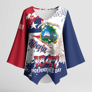 Liberia 1847 Independence Day Kimono Sleeve Blouse Coat Of Arms Grunge Style