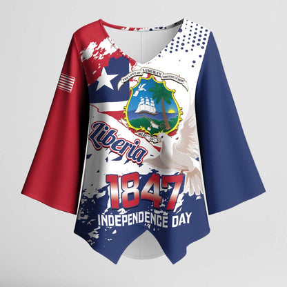 Liberia 1847 Independence Day Kimono Sleeve Blouse Coat Of Arms Grunge Style