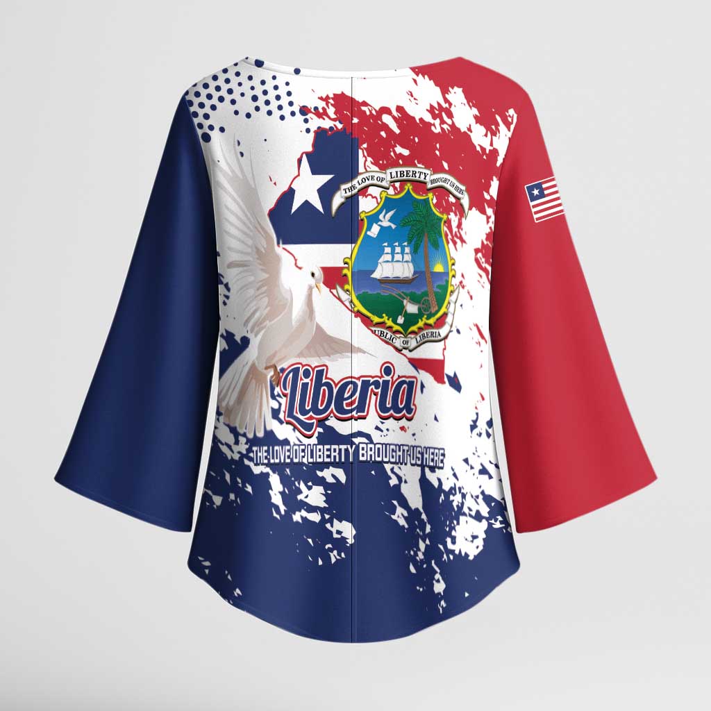 Liberia 1847 Independence Day Kimono Sleeve Blouse Coat Of Arms Grunge Style