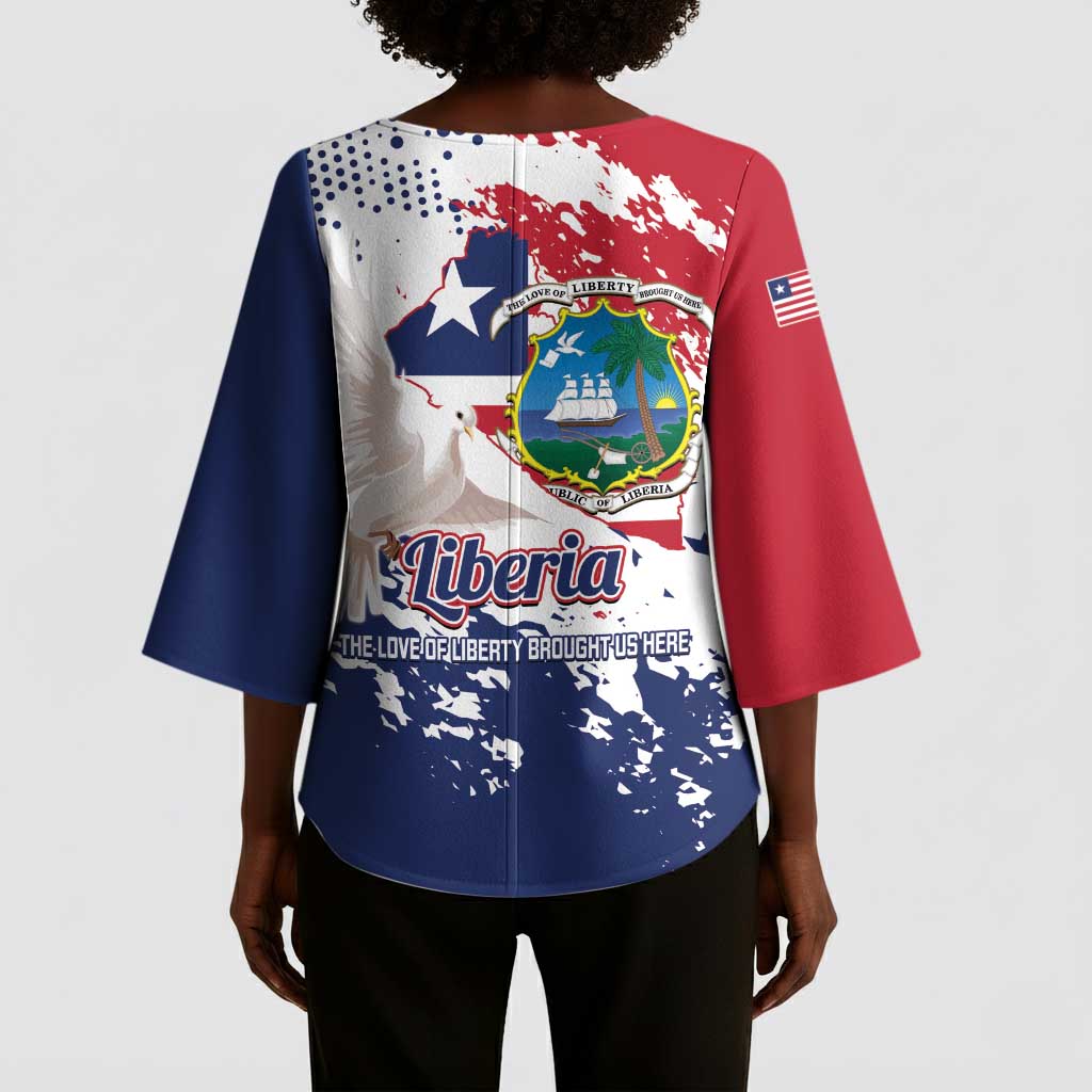 Liberia 1847 Independence Day Kimono Sleeve Blouse Coat Of Arms Grunge Style