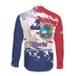 Afro Liberia 1847 Independence Day Long Sleeve Button Shirt Coat Of Arms Grunge Style