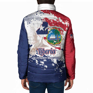 Liberia 1847 Independence Day Padded Jacket Coat Of Arms Grunge Style