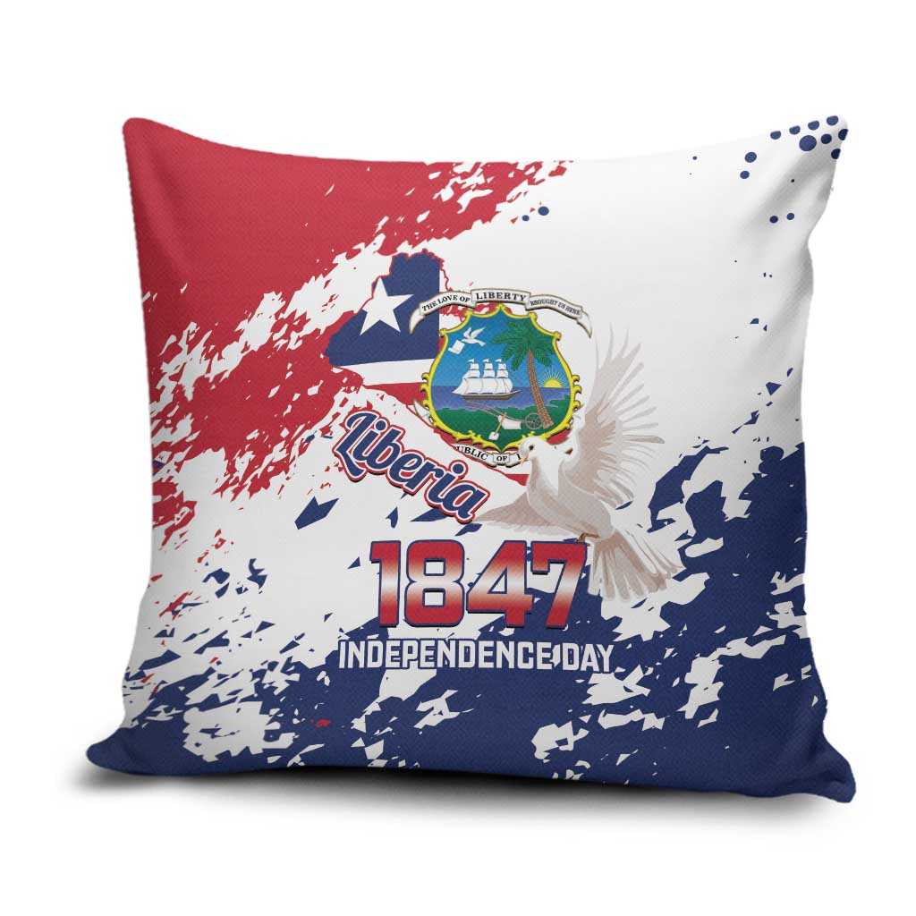 Liberia 1847 Independence Day Pillow Cover Coat Of Arms Grunge Style