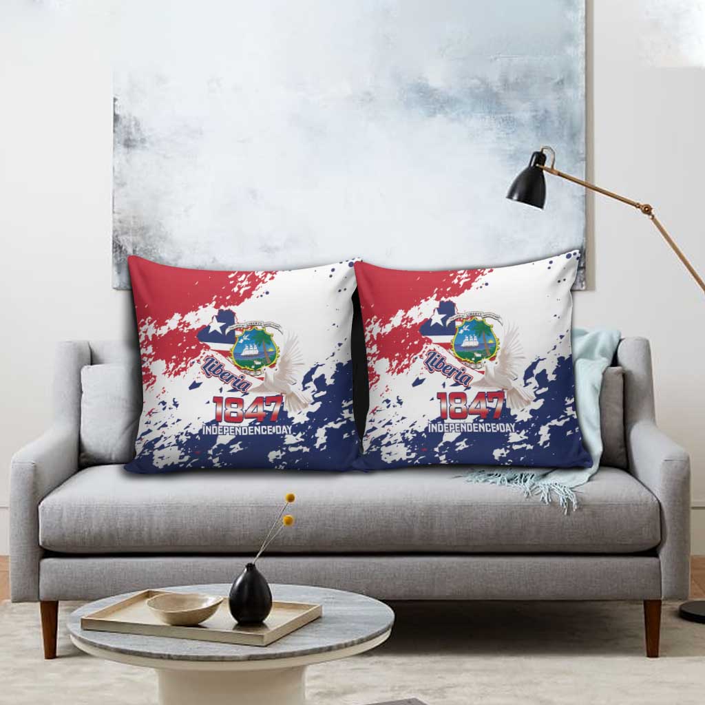 Liberia 1847 Independence Day Pillow Cover Coat Of Arms Grunge Style