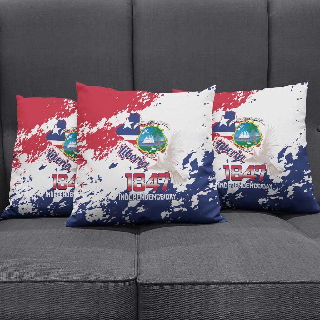 Liberia 1847 Independence Day Pillow Cover Coat Of Arms Grunge Style