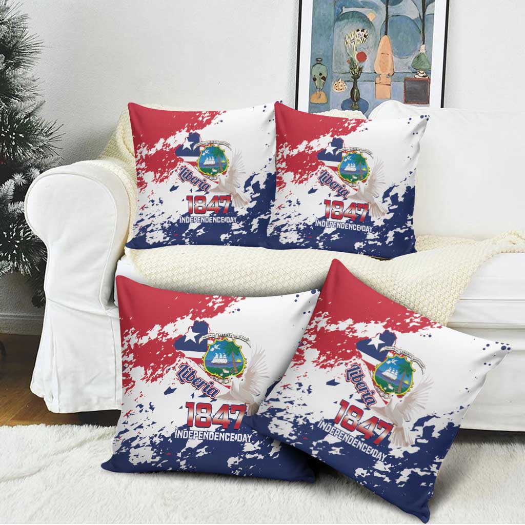 Liberia 1847 Independence Day Pillow Cover Coat Of Arms Grunge Style