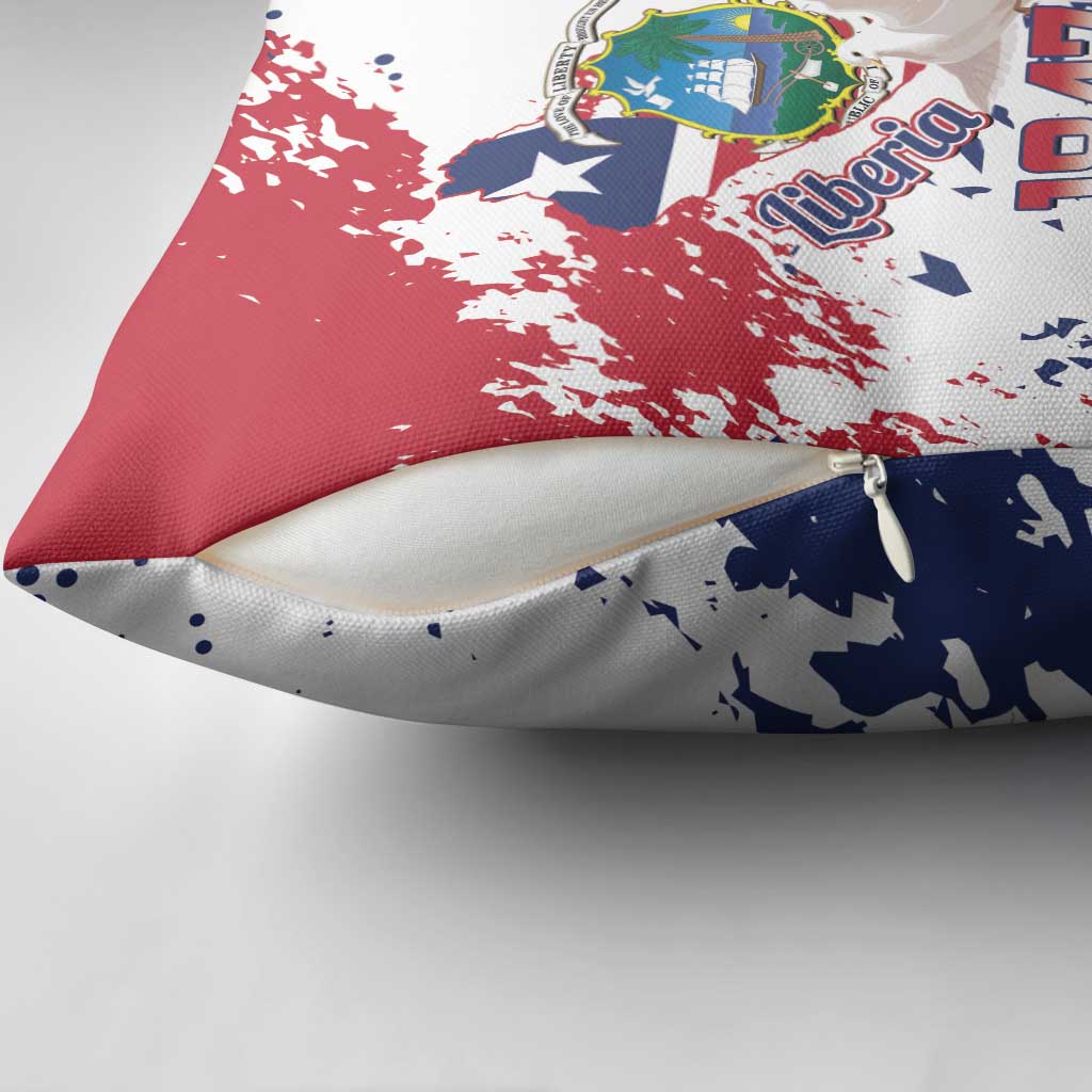 Liberia 1847 Independence Day Pillow Cover Coat Of Arms Grunge Style