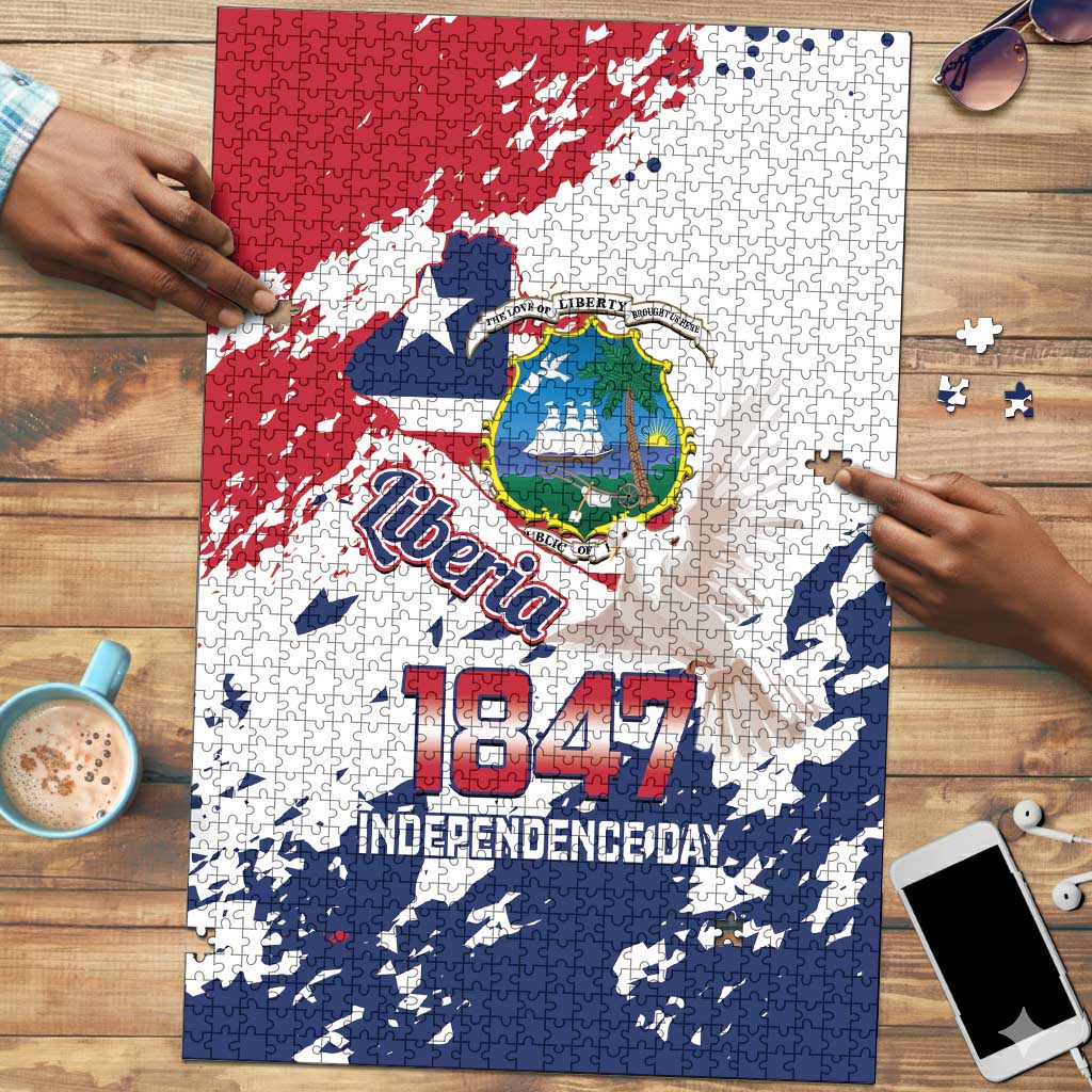 Liberia 1847 Independence Day Puzzle Coat Of Arms Grunge Style