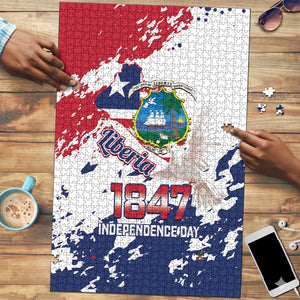 Liberia 1847 Independence Day Puzzle Coat Of Arms Grunge Style