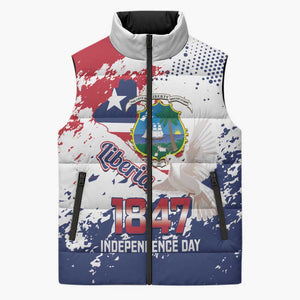 Liberia 1847 Independence Day Sleeveless Puffer Jacket Coat Of Arms Grunge Style